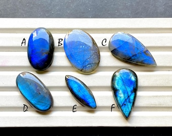 BIG Blue Labradorite Cabochon Loose Gemstone For Jewelry Making, AAA+ Natural Big Blue Labradorite Gemstone For Wire Wrap - 33862-33867