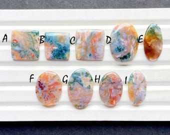 New Indonesian Moss Agate Cabochon Loose Gemstone For Jewelry Making, AAA+ Natural Moss Agate Cabochon For Handmade Jewelry - 26112-26121