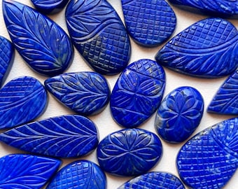 Selected Blue Lapis Lazuli Carving Cabochon Wholesale Lot By Weight With Different Shapes And Sizes Used For Jewelry Making