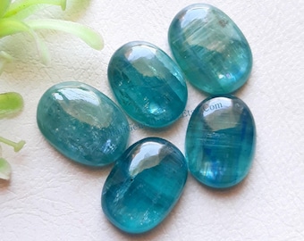 Aqua Kyanite 12X16 MM Calibrated Oval Shape Cabochon 5 Pieces Gemstone Lot With Flat Back For Jewelry Making, AAA+ Natural Aqua Kyanite Lot