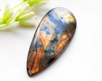 BIG Multi Color Labradorite Cabochon Loose Gemstone For Jewelry Making | Size : 67X31X7 MM | AAA+ Natural Multi Color Labradorite - 21743