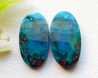 AZURITE Pair Cabochon Loose Gemstone For Jewelry Making, AAA+ Natural Azurite Gemstone Pair For Handmade Jewelry And Wire Wrap - 20536-20539