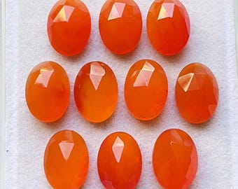 Top CARNELIAN Rose Cut Oval Gemstone 10 Pieces Lot | Size : 10X14 MM | AAA+ Natural Carnelian Rose Cut With Flat Back For Handmade Jewelry