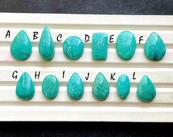 New Blue Amazonite Cabochon Loose Gemstone For Jewelry Making, AAA+ Natural Peruvian Amazonite Cabochon For Handmade Jewelry - 34602-34613