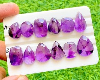 Flawless Trapiche Amethyst Star Cabochon Loose Gemstone 8 Pieces Lot For Handmade Jewelry - Selected Amethyt Lot For Jewelry - 38061-38062