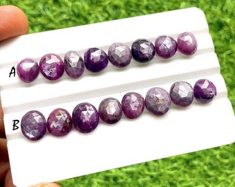 Rare Purple Star Sapphire Rosecut Gemstone With Flat Back 8 Pieces Lot For Jewelry Making, AAA+ Natural Sapphire Gemstone Lot - 27545-27546