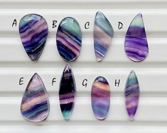 Beautiful Purple Fluorite With Multi Color Cabochon Gemstone For Handmade Jewelry, AAA+ Natural Multi Fluorite For Wire Wrap - 24150-24157