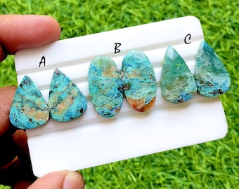 NEW Shattuckite Pair Cabochon Loose Gemstone For Jewelry Making, AAA+ Natural Shattuckite Matching Pair Cabochon For Earrings - 36153-36155