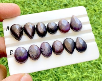 Mystic Glow Star Ruby Loose Cabochon Parcels, Natural Burgundy Purple Corundum, Smooth Designer Gemstones For Jewelry Making - 37544-37545