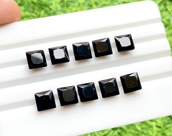 Black Spinel 8 MM Faceted Square Shape With Pointed Back Gemstone 10 Pieces Lot For Jewelry Making