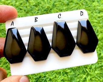 NEW Black Onyx Coffin Shape Cabochon Loose Gemstone For Jewelry Making, AAA+ Black Onyx For Handmade Jewelry And Wire Wrap - 38168-38171