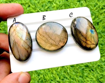 Golden Ember Labradorite Cabochon Loose Gemstone For Jewelry Making, AAA+ Natural Natural Smoky Bronze Flash Labradorite - 35110-35112