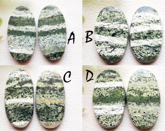 Green Swiss Opal Pair Cabochon Loose Gemstone, Natural Swiss Opal Cabochon For Jewellery Gemstone Making, Birthstone Cabochon - 8245-8248