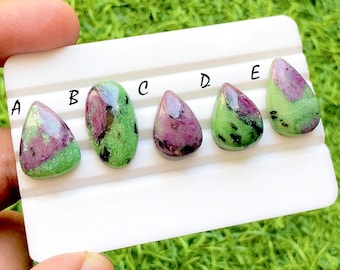 SELECTED Ruby Zoisite Cabochon Loose Gemstone For Jewelry Making, Natural Ruby Zoisite  Cabochon Gemstone For Wire Wrap - 36414-36418