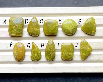 GREEN OPAL Cabochon Loose Gemstone For Jewelry Making, AAA+ Natural Green Opal For Handmade Jewelry And Wire Wrapping - 34295-34304