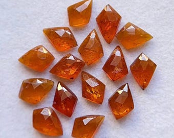 Orange Kyanite Rose Cut Kite Flat Back Gemstone 15 Pieces Lot | Size : 6x9 MM | AAA+ Orange Kyanite Gemstone For Jewelry Making