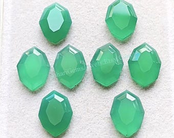 New Green Chalcedony Fancy Cut Marquise Shape With Flat Back Gemstone 10 Pcs Lot | Size : 10x14 MM | Natural Chalcedony For Jewelry Making