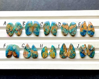 NEW Shattuckite Pair Cabochon Loose Gemstone For Jewelry Making, AAA+ Natural Shattuckite Matching Pair Cabochon For Earrings - 33232-33241