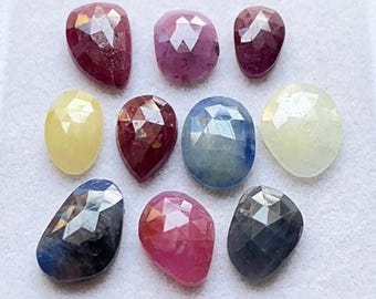 Selected Multi Sapphire Rose Cut Loose Gemstone 10 Pieces Lot | Size : 10-13 MM | Natural Multi Sapphire Rose Cut For Handmade Jewelry  5730