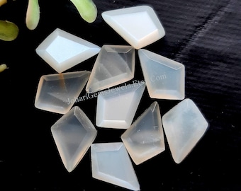White Moonstone Step Cut Kite Gemstone Lot | Size : 12X8 MM | Top Quality White Moonstone Step Cut Gemstone 10 Pieces Lot For Jewelry Making