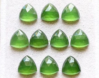 SERPENTINE Rose Cut 10 MM Trillion Shape With Flat Back Gemstone 10 Pieces Lot, AAA+ Natural Serpentine Gemstone For Jewelry Making
