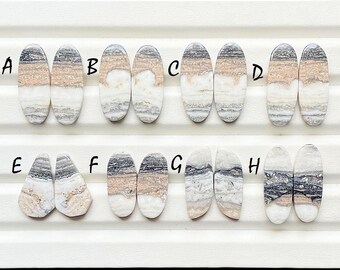 NEW Zebra Jasper Pair Cabochon Gemstone For Handmade Jewelry, AAA+ Natural Zebra Jasper Gemstone Matching Pairs For Earrings - 27393-27400