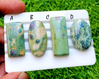 Ruby Fuchsite Cabochon Loose Gemstone For Jewelry Making, AAA+ Natural Ruby Fuchsite Gemstone Cabochon For Wire Wrap- 34916-34919