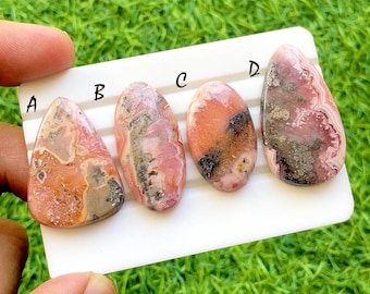 Desert Rose Vein Rhodochrosite Cabochon For Wire Wrap, AAA+ Natural Pink Blush Rhodochrosite Cabochon For Jewelry Making - 36512-36515