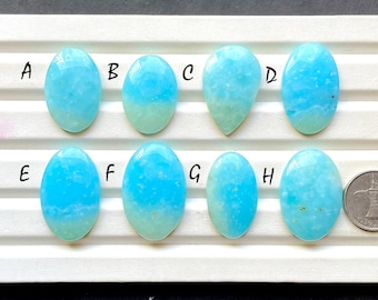Blue Hemimorphite Cabochon Loose Gemstone For Jewelry Making, AAA+ Natural Rare Blue Hemimorphite Cabochon For Wire Wrap - 30577-30584