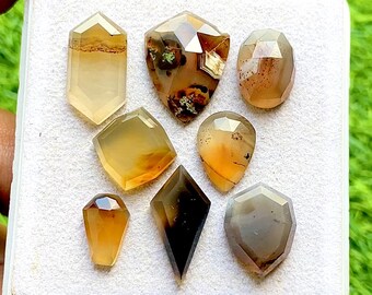 Montana Agate Fancy Cut Mix Shape With Flat Back Gemstone 8 Pieces Lot For Jewelry Making | Size : 20-12 MM | AAA+ Montana Agate Lot - 35543