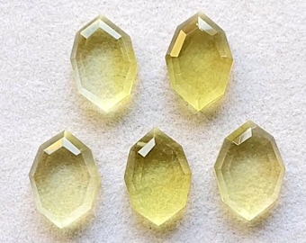 Green Gold Lemon Quartz Fancy Cut Marquise Shape With Flat Back Gemstone 5 Pieces Lot | Size : 10X14 MM |  For Jewelry Making