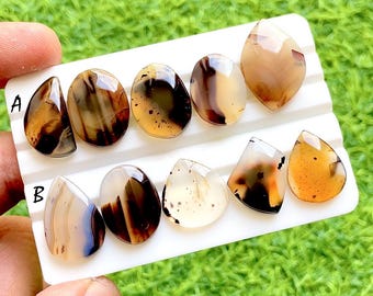 NEW Yellowstone River Montana Agate 5 Pieces Cabochon Lot For Jewelry Making, AAA+ Montana Agate Cabochon For Handmade Jewelry - 37739-37740