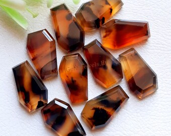 Montana Agate Coffin Shape Step Cut Gemstone 10 Pcs Lot | Size : 10x16 MM | AAA+ Montana Agate Flat Back Gemstone Used For Jewelry Making