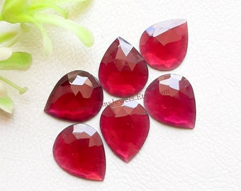 GRENAT Pierres précieuses taille poire en forme de rose, lot de 6 pièces | Taille : 11X13 MM | Grenat naturel AAA+ à dos plat utilisé pour la fabrication de bijoux