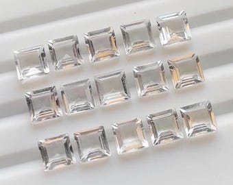 Himalayan Clear Quartz 6 MM Faceted Square Shape Gemstone 15 Pieces Lot For Jewelry Making, Natural Clear Quartz For Handmade Jewelry