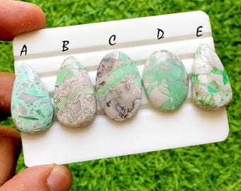Green Variscite Cabochon Loose Gemstone For Jewelry Making, AAA+ Natural Earth Matrix Variscite Gemstone For Wire Wrap - 38014-38018