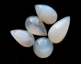 Belomorite Sunstone Cabochon Loose Gemstone, 5 Pcs Lot | Size : 21-12 MM | Belomorite Cabochon For Handmade Jewelry Making - 21124