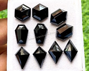 Black Spinel Fancy Shape Pair With Flat Back Gemstone 5 Pairs Lot | Size : 12-16 MM | AAA+ Natural Black Spinel Used For Jewelry Making