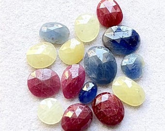 100% Natural Multi Sapphire Rose Cut Loose Gemstone 15 Pieces Lot | Size : 11-6 MM | Multi Sapphire Rose Cut For Handmade Jewelry - 9723
