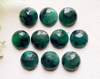 Emerald Round Shape 10 MM Rose Cut Gemstone 10 Pieces Lot, AAA+ Natural Emerald With Flat Back For Jewelry Making