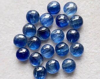 Blue Kyanite 6 MM Round Cabochon Gemstone 20 Pieces Lot With Flat Back, AAA+ Natural Blue Kyanite Gemstone For Handmade Jewelry
