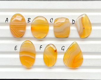 Yellow Banded Agate Cabochon Loose Gemstone For Jewelry Making, AAA+ Natural Yellow Banded Agate Gemstone For Wire Wrap - 26232-26238