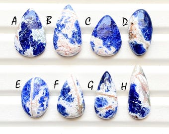 Selected Bio Sodalite Cabochon Loose Gemstone For Jewelry Making , AAA+ Natural Bio Sodalite Cabochon Gemstone For Wire Wrap - 25403-25410