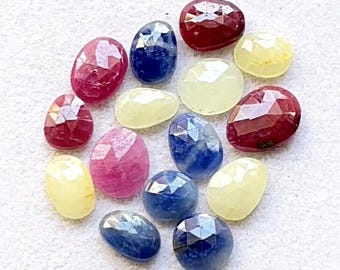 100% Natural Multi Sapphire Rose Cut Loose Gemstone 15 Pieces Lot | Size : 10-8 MM | Multi Sapphire Rose Cut For Handmade Jewelry - 9727