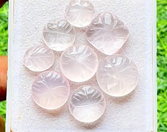 Rose Quartz Hand Carved Cabochon Loose Gemstone For Jewelry Making | Size : 18-14 MM | AAA+ Natural Rose Quartz For Wire Wrap - 24990