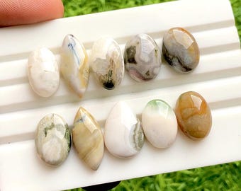 Ocean Jasper Cabochon Loose Gemstone 10 Pieces Lot For Jewelry Making | Size : 22-15 MM |  AAA+ Natural Ocean Jasper Small Size Lot - 35885