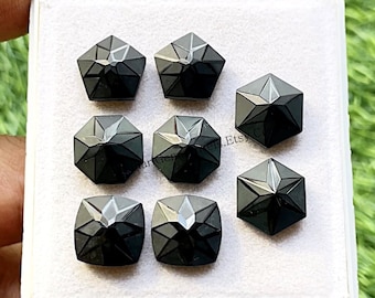 Black Spinel Precision Hand Cut And Carved Fancy Shape Gemstone 4 Pairs Lot | Size : 12 MM | AAA+ Natural Black Spinel For Jewelry Making