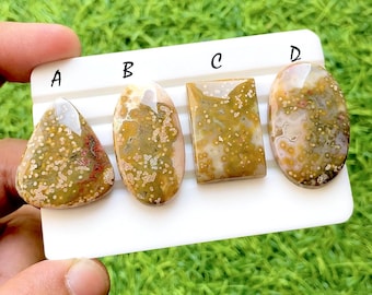 Sunset Garden Ocean Jasper Cabochon Set, Rare Floral Pattern Ocean Jasper, Designer Jewelry Making Stones, Collector Gem Lot - 35508-35511