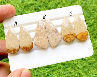 Palm Root Jasper Pair Cabochon Loose Gemstone For Jewelry Making, AAA+ Natural Palm Root Matching Pair Gemstone For Wire Wrap - 37765-37767