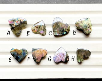 New Finland SPECTROLITE LABRADORITE Heart Shape Cabochon Loose Gemstone, AAA+ Natural Spectrolite Labradorite For Wire Wrap - 28715-28722